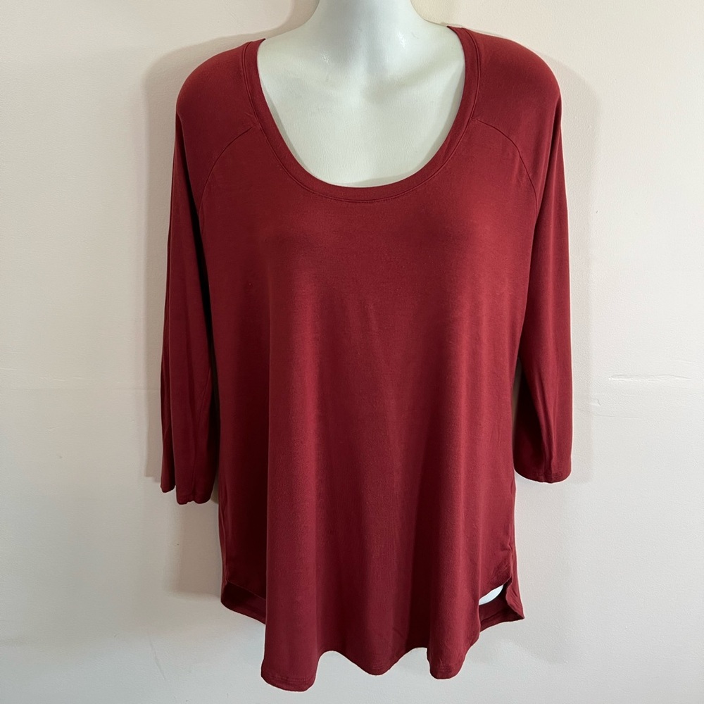 Women's a.n.a Burnt Orange Scoop Neck 3/4 Sleeve Top/Blouse Size M